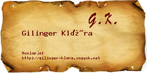 Gilinger Klára névjegykártya